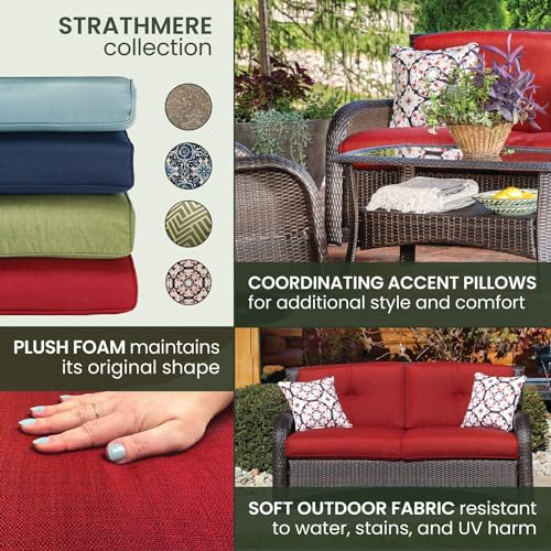 Hanover Strathmere Outdoor 4-Piece Conversation Set Crimson Red