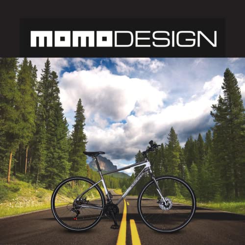 MOMODESIGN Hybrid Bike Shimano 21 Speeds with Disc Brake, 700C Anti-Puncture Wheels Gray