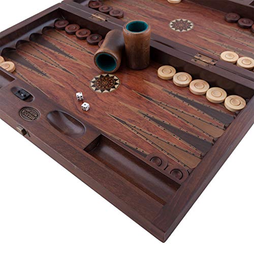 Helena Wood Art Asia Backgammon Set with Number Counter Rosewood