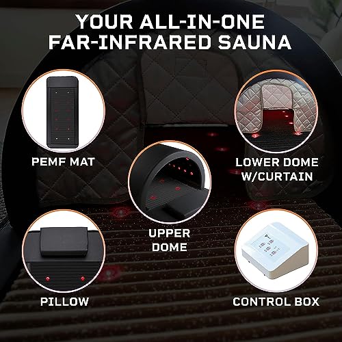 LifePro Far Infrared Sauna Dome with Red Light Therapy Stones Black