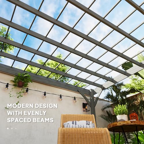 Outsunny 12' x 20' Outdoor Pergola Wood Gazebo with Concrete Anchors Gray