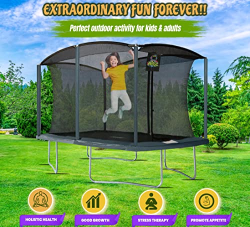 Moxie Girlz Rectangle Trampoline 8x12 FT with Safety Net Ocean Green