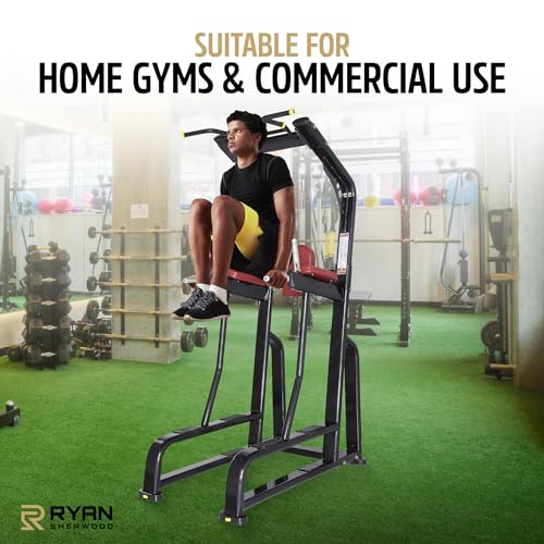 RYAN SHERWOOD Power Tower - Commercial Chin Dip Station with Vertical Knee Raise, 275 lb Capacity