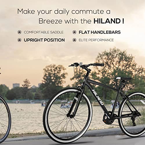 HH HILAND Hybrid Bike Step-Over/Step-Through Frame 700C Black