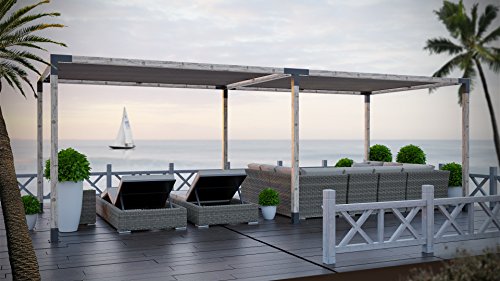 TOJAGRID Double Pergola Kit with 2 Shade Sails for 4x4 Wood Posts 12x16 Black