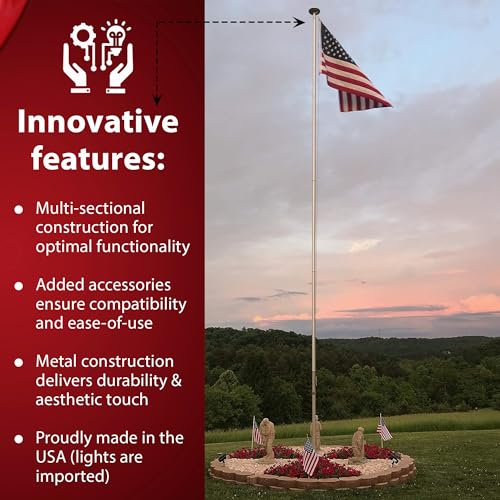 Telepole Manufacturing Inc 7000-T8 Aluminum 28' Sectional Flagpole with Accessories Silver