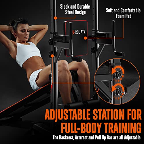 SQUATZ Pull-Up Workout Station with Bench Black