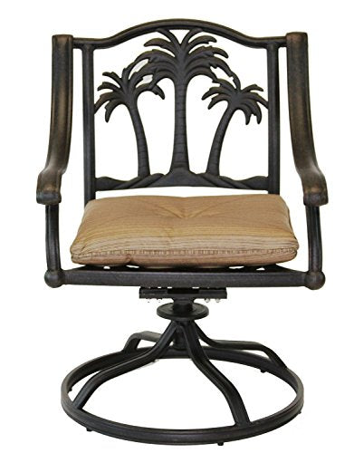 Patio Land Palm Tree Outdoor Patio Swivel Rocker Dining Chairs Dark Bronze