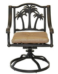 Patio Land Palm Tree Outdoor Patio Swivel Rocker Dining Chairs Dark Bronze