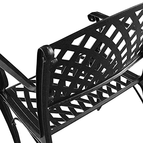 Oakland Living Modern Ornate Outdoor Mesh Aluminum 63-Inch Black Hexagon Patio Dining Set with Six Chairs