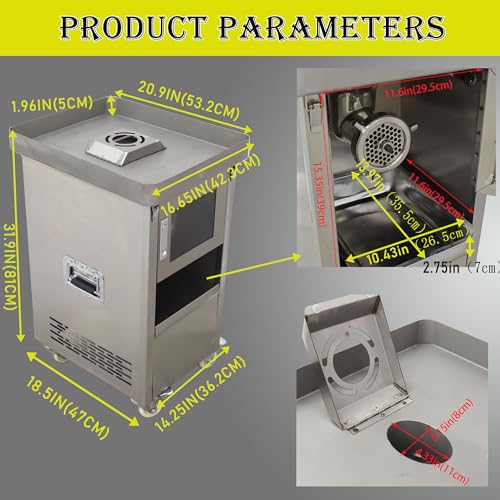 HQHAOTWU Electric Meat Grinder Stainless Steel 2200W Silver
