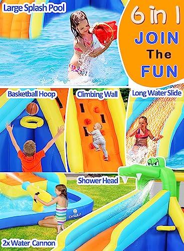 Wesoky 8in1 Inflatable Water Park Slide with Blower and Sprinkler