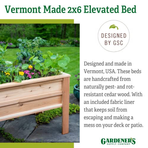 Gardener's Supply Company Craftsbury Cedar Wood Elevated Raised Garden Bed 2ft x 6ft