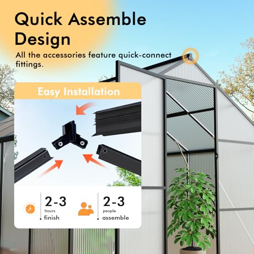 WUKHG Heavy Duty Greenhouse Black 8×14FT