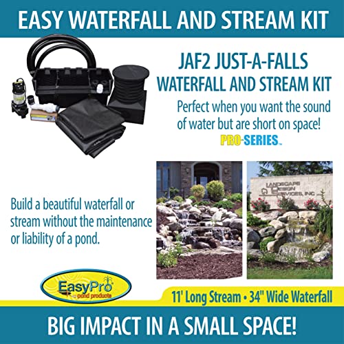 EasyPro Pond Products Pro-Series Just-A-Falls Waterfall Kit with 34" Spillway and 11' Stream Black