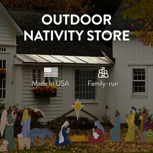 Outdoor Nativity Store Complete Weatherproof Nativity Scene Set - 12 Figures for Outdoor Christmas Decoration - Large, White