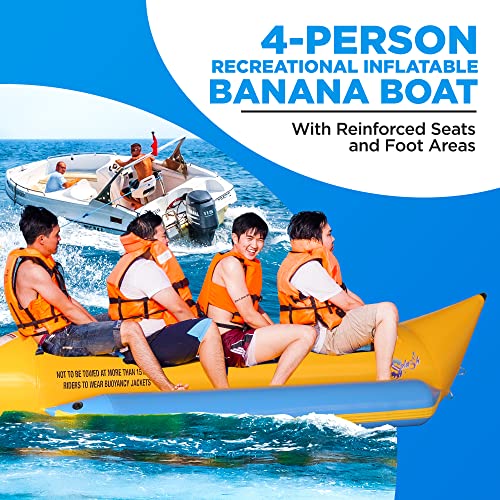 SereneLife Inflatable Floating Banana Boat Towable Tube Yellow