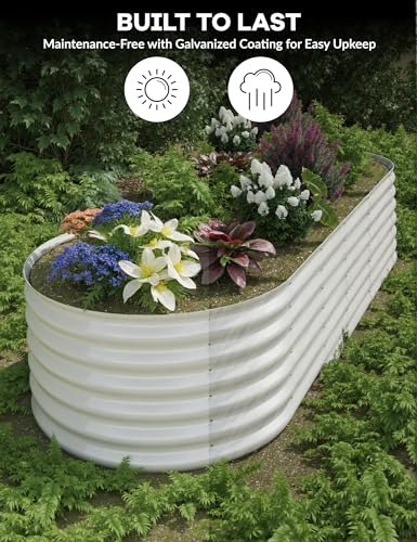 Hipicute 2Pcs 8x4ft Galvanized Raised Garden Bed Beige