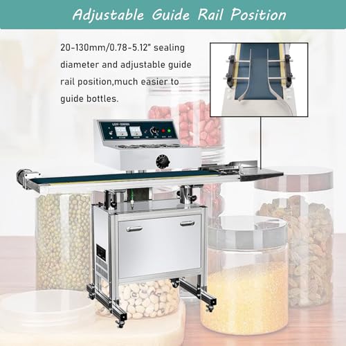 INTSUPERMAI Continuous Induction Jar Sealer 0.79"-5.12" with 48 Premium Chalkboard Labels 220V