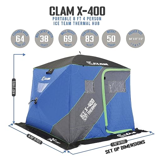 CLAM Portable 4 Person Ice Team Fishing Shelter Tent Premium Ice Team