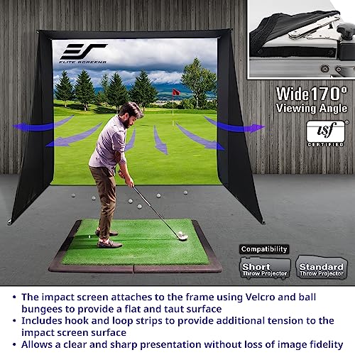 Elite Screens Golf Simulator Impact Screen 8x10 ft GolfSim Portable ImpactWhite 350