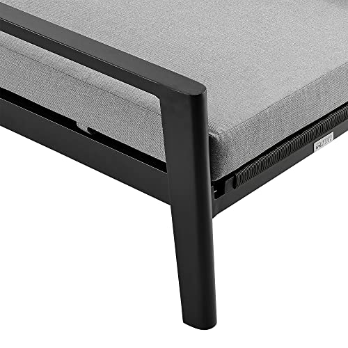 Armen Living Grand Modern Adjustable Metal and Wicker Outdoor Patio Chaise Lounge Chair Black
