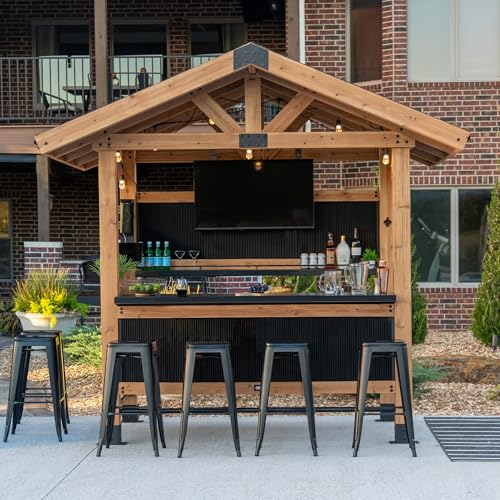 Backyard Discovery Palisade 9' x 6' Cedar Wood Outdoor Bar Set Light Brown