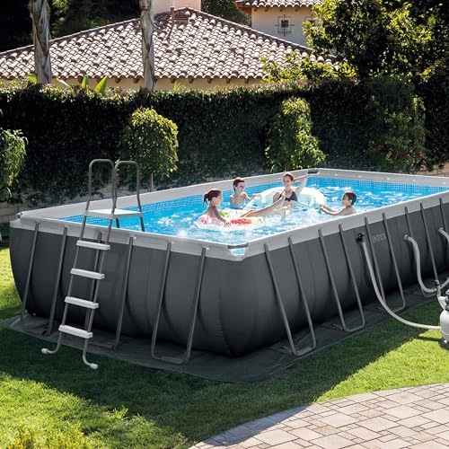 Intex ZX100 Auto Pressure Side Pool Cleaner and Rectangular Ultra XTR Frame Swimming Pool White