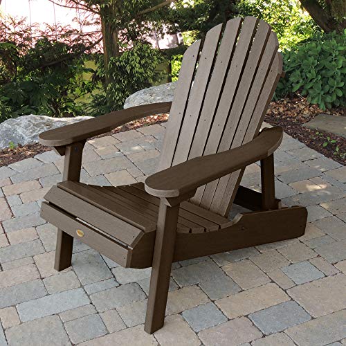 Highwood Hamilton Folding and Reclining Adirondack Chairs 2-Piece Set Weathered Acorn