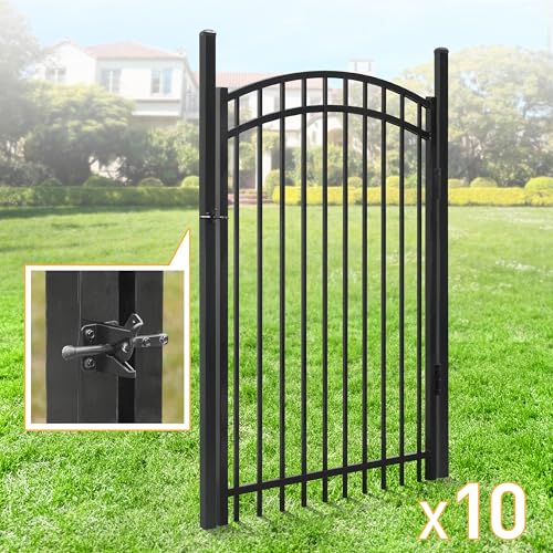 Fencer Wire Heavy Duty Flat Top X-Pattern Decorative Fence Gate Black 6FT x 4FT