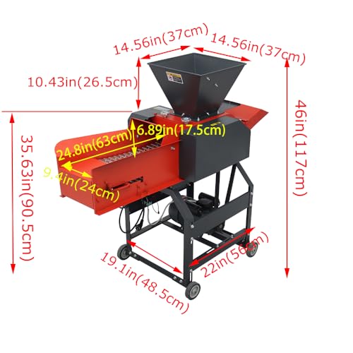 Banfluxion 220V 4-Blade Hay Cutter Pulverizer with Belt Conveyor Red