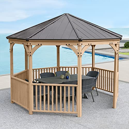 Yardistry Meridian 12' Octagon Gazebo Coffee Brown