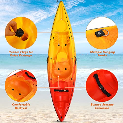 GLOBALWAY 10.2FT Sit-On-Top Fishing Kayak with Paddle Yellow/Orange