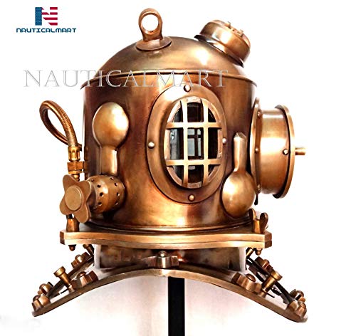 NauticalMart Boston Antique 18" U.S. Navy Diving Helmet Replica Brown