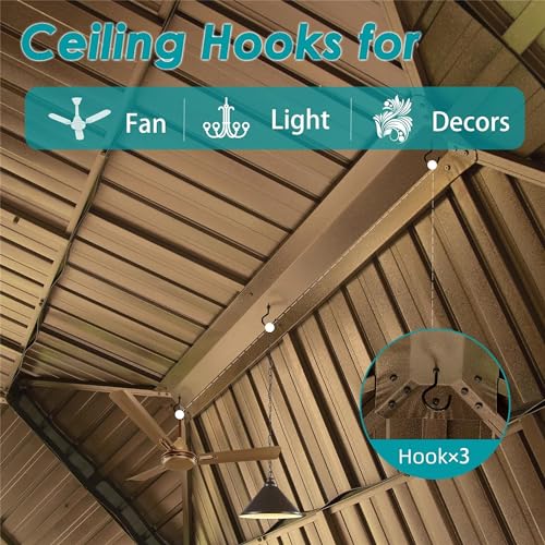 LOPOO Hardtop Gazebo Aluminum with Double Roof Brown