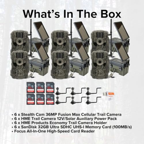 Stealth Cam 36MP Fusion Max Cellular Trail Camera Bundle with Solar Power Pack, Camera Holder & Memory Cards