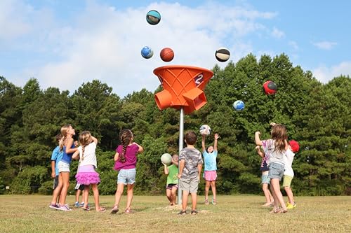 Discount Playground Supply 7 Foot Triple Shoot Children's Basketball Game Inground Mount Outdoor Hoop Orange