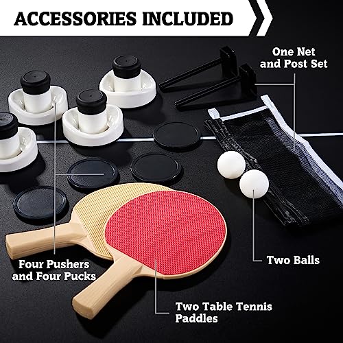 Hall of Games Edgewood Air Powered Hockey Table Tennis Top 2-in-1 Wood Grain