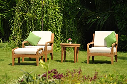 WholesaleTeak Noida 4 Pc Lounge Chair Set with Cushions in Canvas White