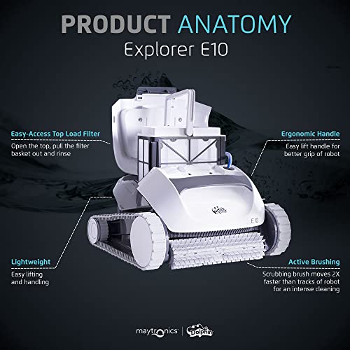 Dolphin E10 Automatic Pool Vacuum Cleaner with Caddy & Cover White