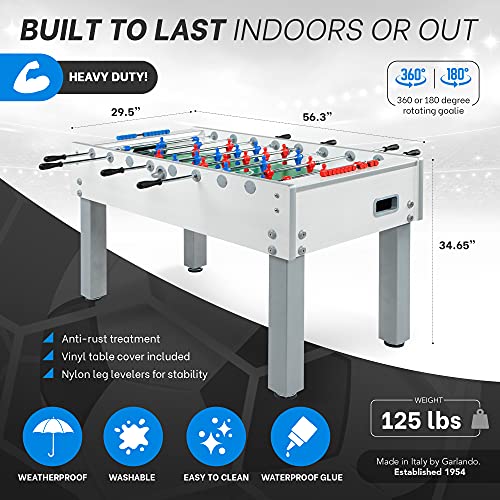 Garlando G-500 Foosball Table Weatherproof Indoor & Outdoor White
