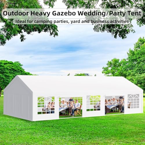GarveeLife 20'x40' Heavy Duty Outdoor Party Tent with Removable Sidewalls and Waterproof Canopy White