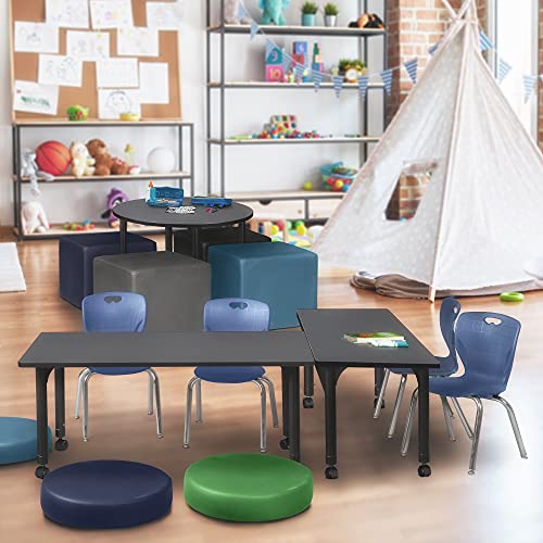 Regency Kee Height Adjustable Mobile Classroom Table Set with 12" Andy Chairs Grey/Navy