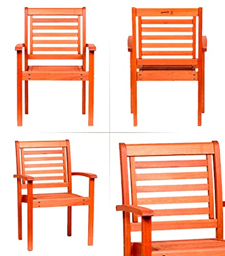 Amazonia Kevin Milano 9-Piece Outdoor Square Dining Table Set Eucalyptus Wood Amazonia