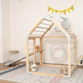 Wood And Hearts Toddler Gym Playhouse Montessori Climbing Set Natural Wood+Gray