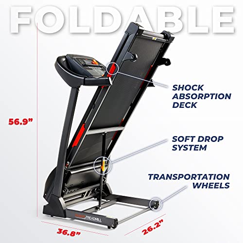Sunny Health & Fitness Folding Incline Treadmill Black