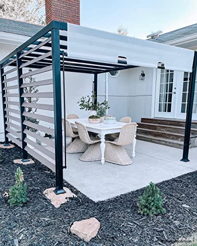 Sunjoy 10x12 ft Steel Outdoor Pergola with White Adjustable Shade and Privacy Screen