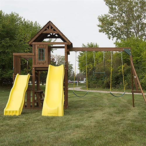 Swing-N-Slide Timberview Wooden Play Set Brown