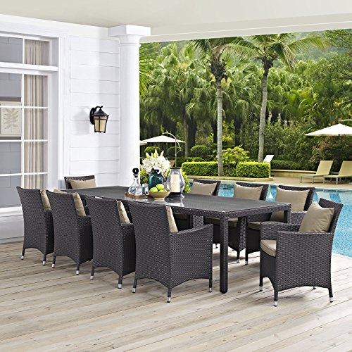 Modway Convene 11-pc Outdoor Patio Dining Set Espresso Peridot