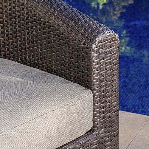 GDFStudio Outdoor Aluminum Framed Swivel Club Chair Set of 4 Mix Khaki